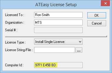 ATEasy License Setup Dialog